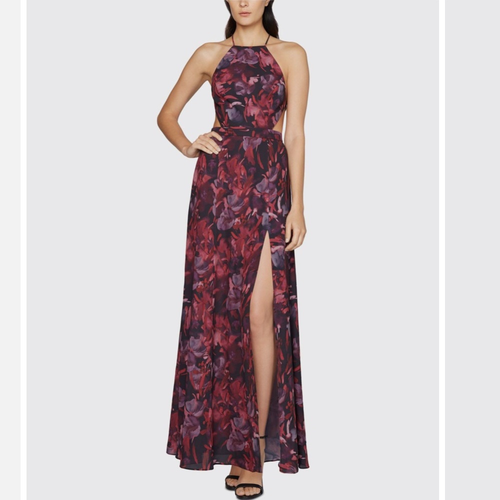 Fame and Partners Abstract Print Open Back Gown w/ Slit Wedding Guest | Size 0 - Picture 2 of 10